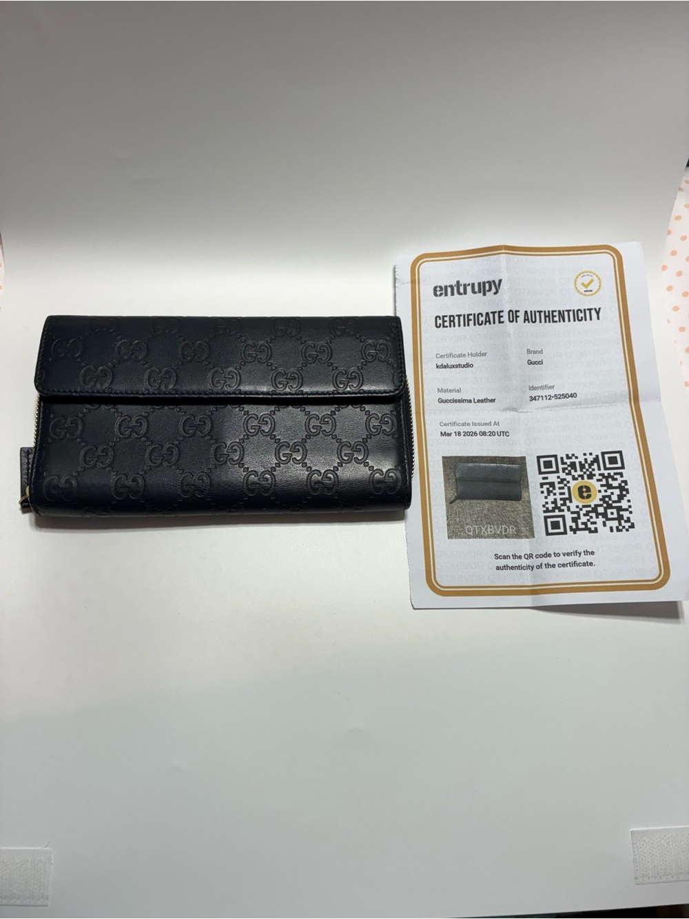 Gucci Black Embossed GG Continental Card Holder Wallet